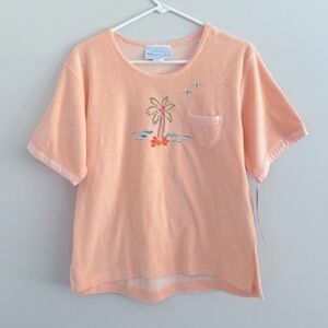 90’s vintage terry cloth oversized island glitter paint top